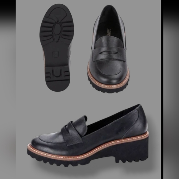 🆕Chic Black Leather Chunky Heel Loafer - Picture 7 of 10